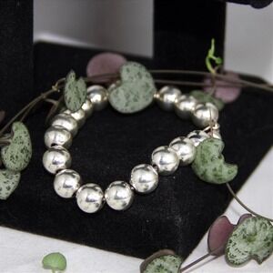 Tiffany & Co. 925 Sterling Silver Bead Bracelet Ball Chain 7.5 Inch Polish Clasp